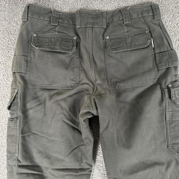 Duluth Trading Co Pants Men 40x30 Moss Green Fleece Lined Canvas Cargo Workwear - Picture 10 of 10